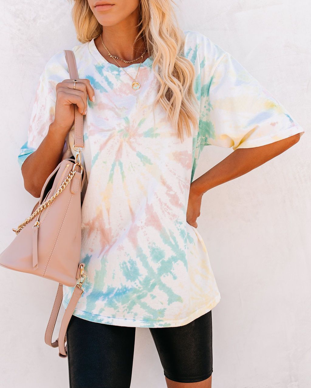 women s tie-dye round neck short-sleeved loose T-shirt nihaostyles clothing wholesale NSJRM72423