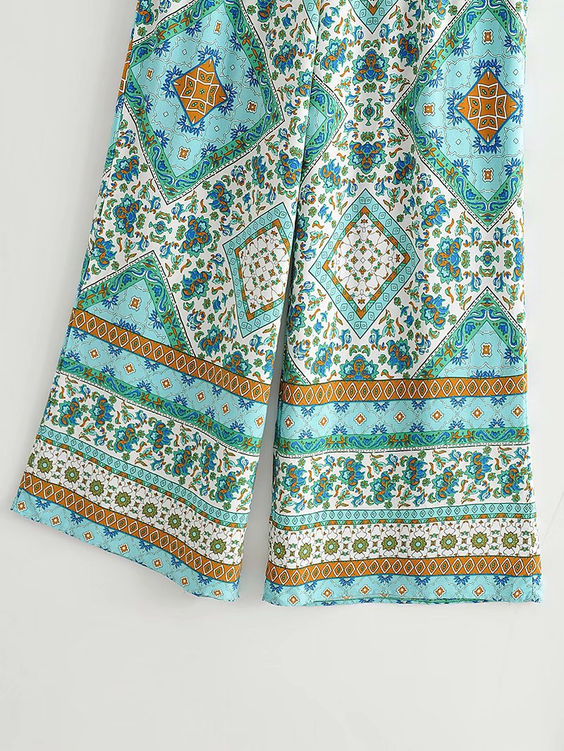 wholesale autumn cotton printed beach holiday shirt beach pants suit NSAM4239