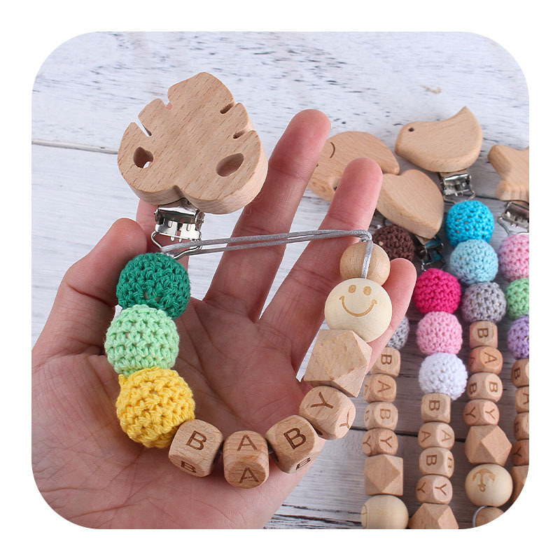 Bebé suministros caliente animal haya chupete clip DIY bebé creativo nombre chupete cadena anti-caída de la cadena