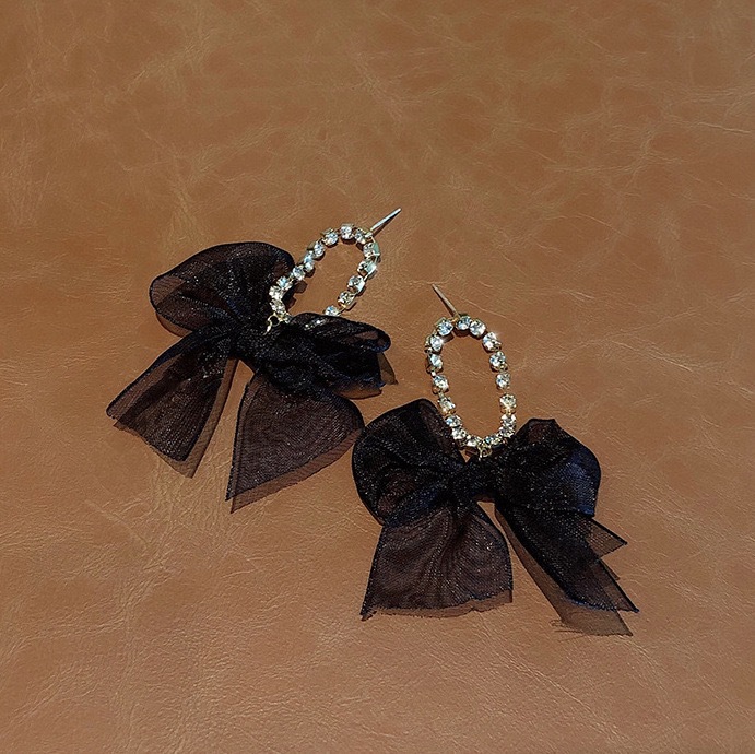 Wholesale Jewelry Cute Sweet Bow Knot Metal Rhinestones Plating Inlay Drop Earrings display picture 2