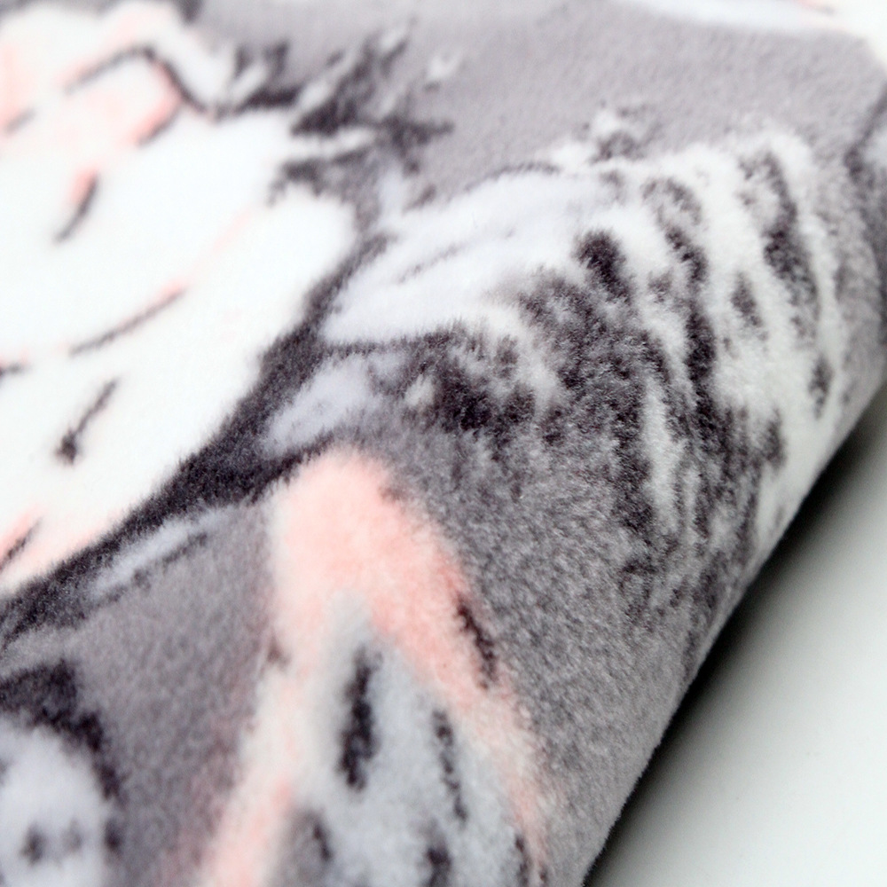 厂家双面银狐绒 氨纶超柔单面印双面印花 经编布 经编面料