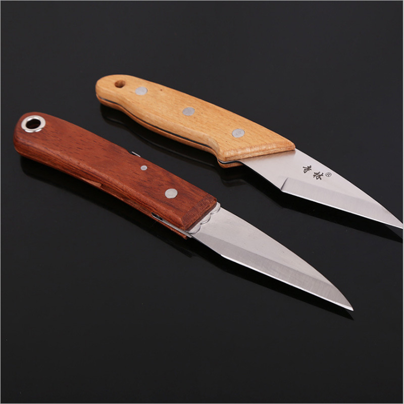 Temple tree handle folding grafting knife, wood joining knife, seedling fruit tree bud joining knife, wood cutting knife, pruning knife, handmade knife