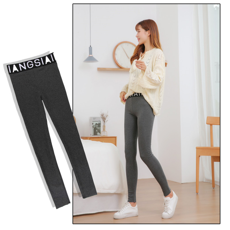 女式打底褲螺紋豎條外穿秋季新款高腰緊身顯瘦芭比褲九分褲女加絨