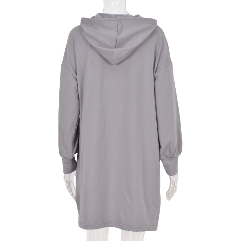 knitted solid color hoodie dress NSKL18245