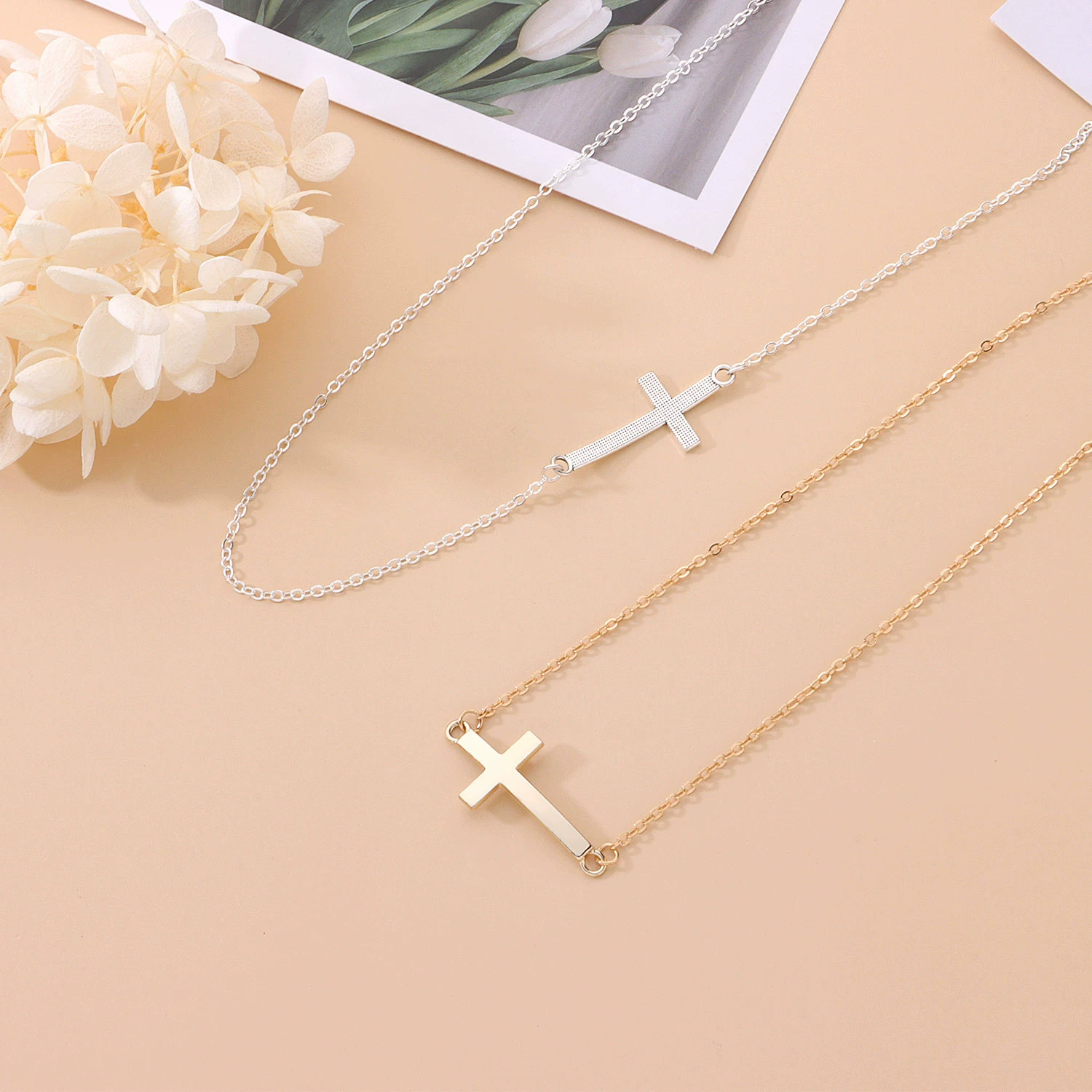 Пояс-цепочка (body chain) с крестом, 60–80 см, золотой или серебристый