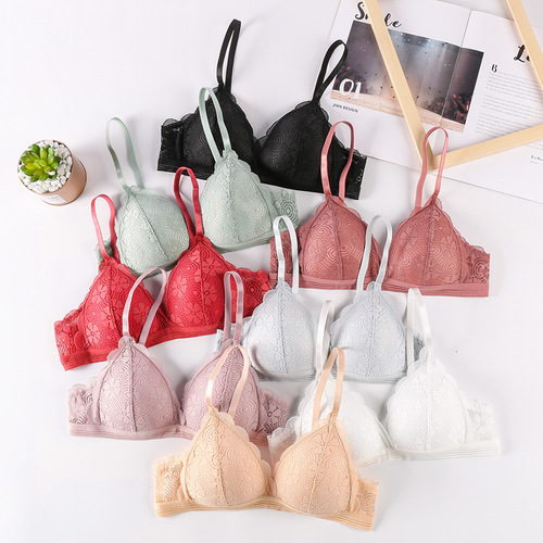 Spring underwear for women, sexy lace beautiful back push-up, soft and skin-friendly, wire-free girly bra