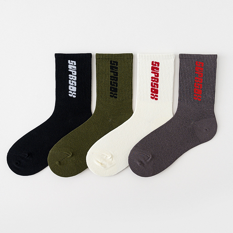 Cotton Crew Socks For Men Solid Colour Winter Autumn Street Style_voghion.com
