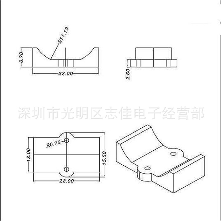 YT-077磁环底座 电感底座 BASE 0.25