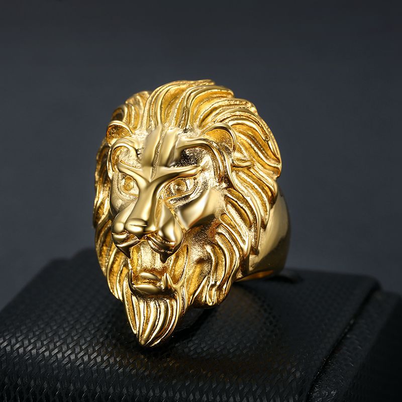 Men'S Gender 1 Piece Hip-hop Lion Titanium Steel Men's Rings