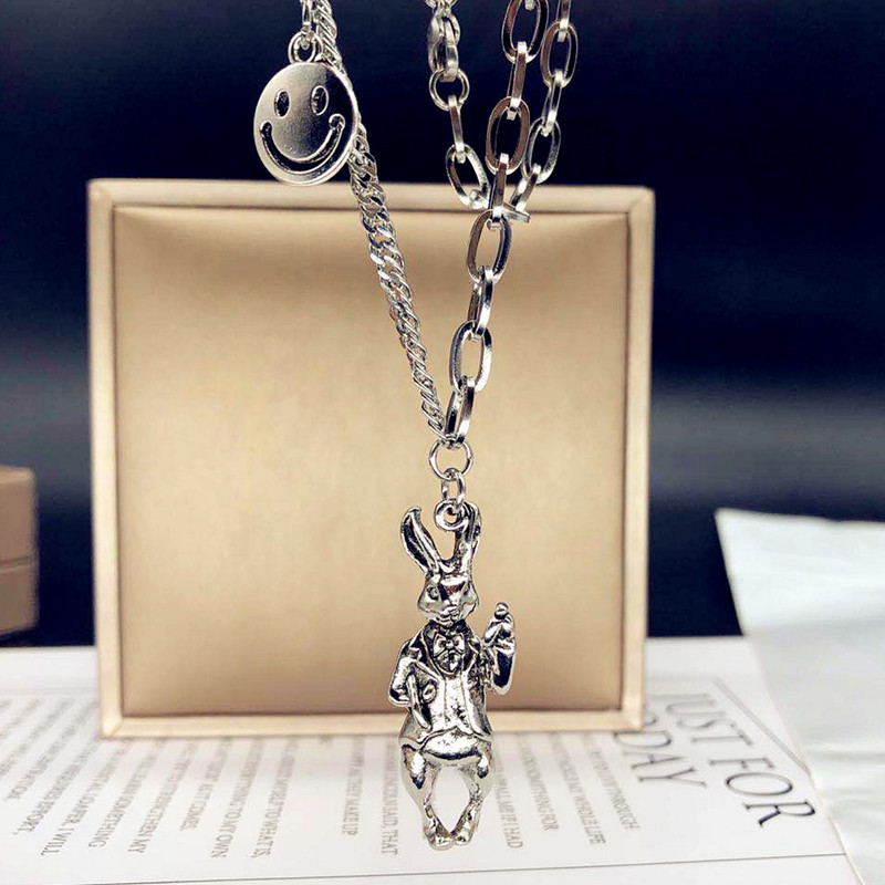 Titanium Steel Necklace Mechanical Rabbit Design Hiphop Style_voghion.com
