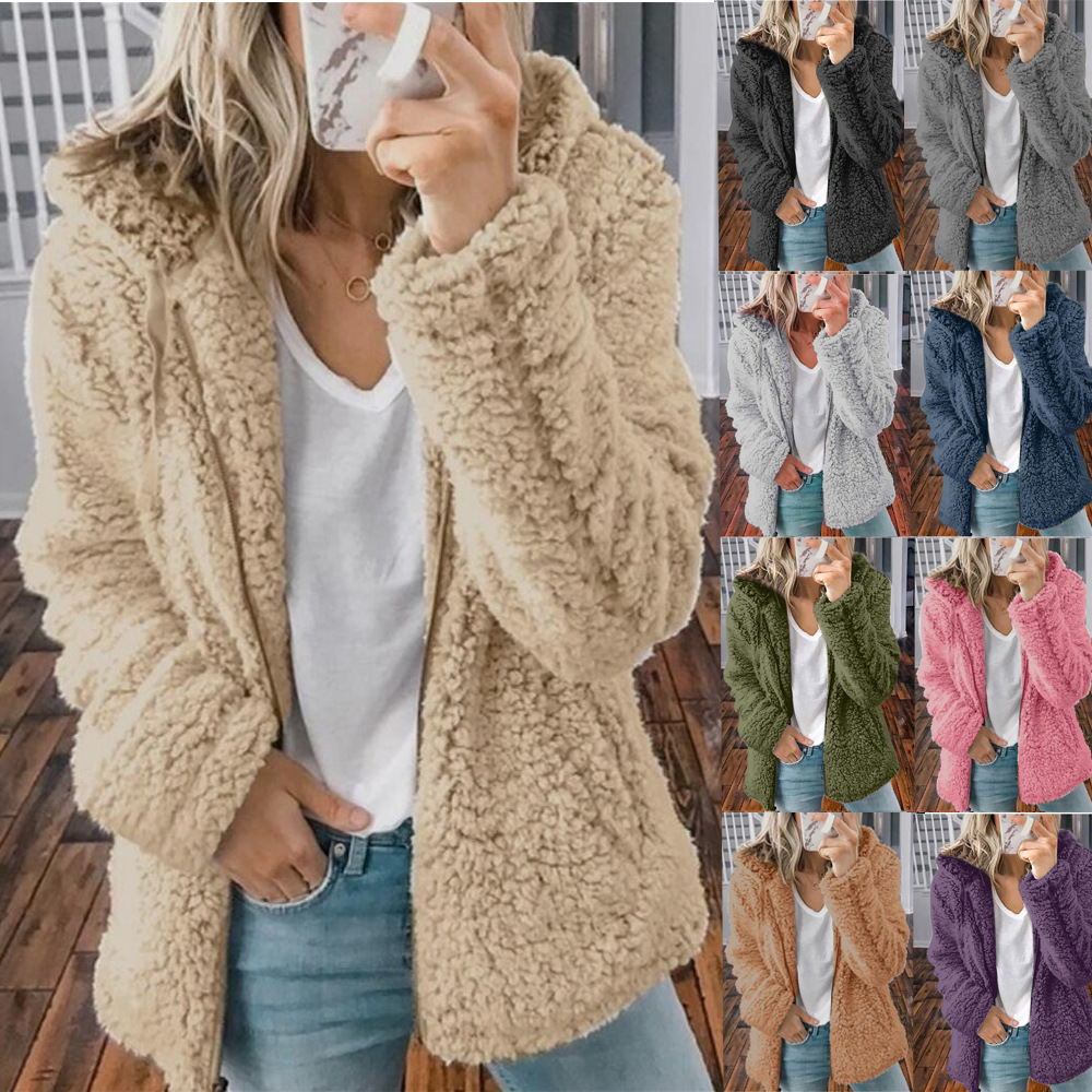 Women's Casual Solid Color Patchwork Zipper Coat Woolen Coat display picture 1