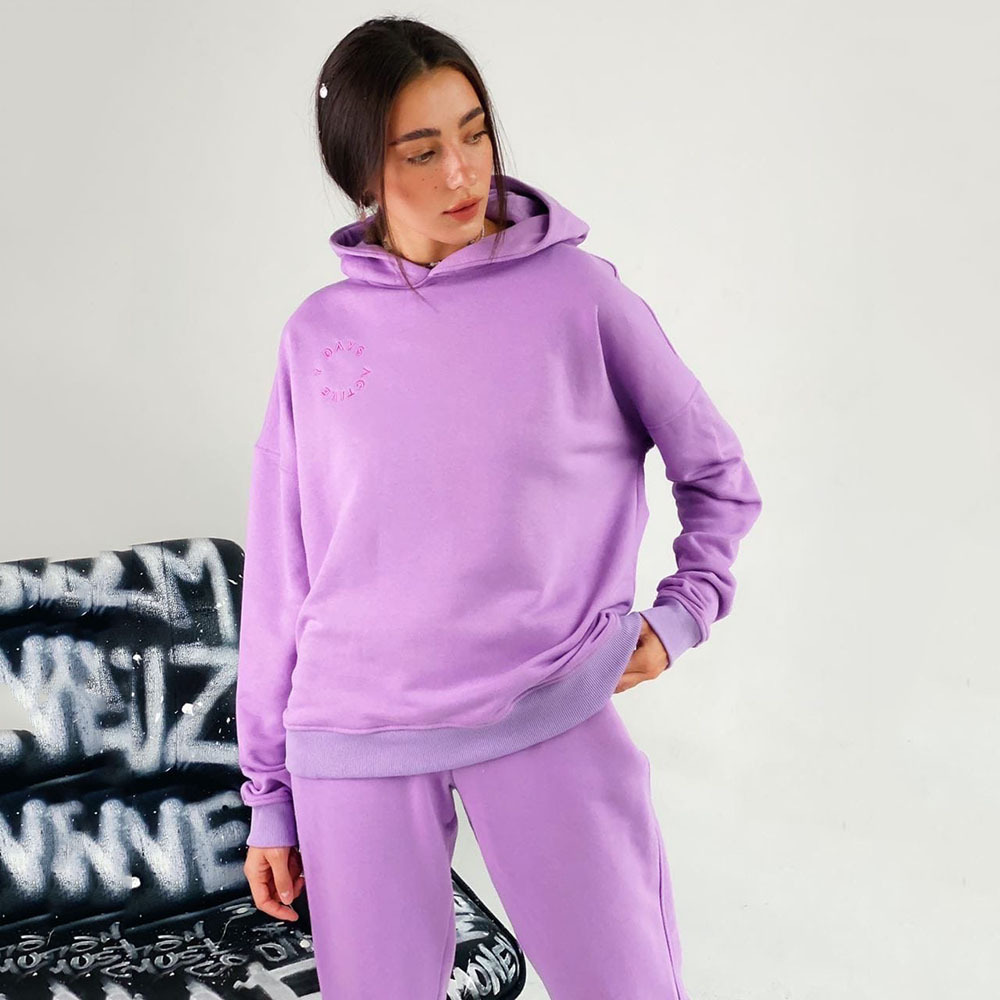 Solid Color Hooded Casual Sweater Set NSMUZ53706