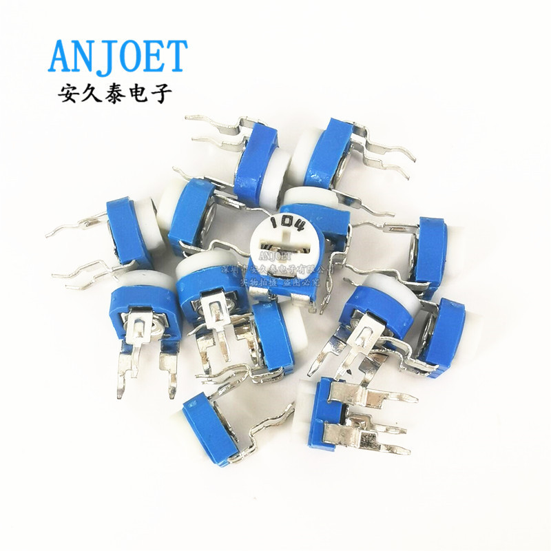 Blue and white adjustable resistor RM 065 103 104 1K 10K 100K horizontal trimming WH06-2 potentiometer Blue and white adjustable resistor RM 065 103 104 1K 10K 100K horizontal trimming WH06-2 potentiometer