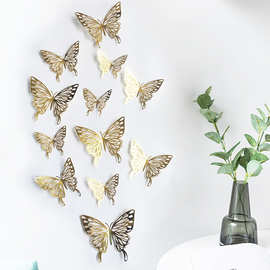 跨境亚马逊镂空3D立体蝴蝶墙贴家居仿真双面装饰蝴蝶儿童墙贴纸