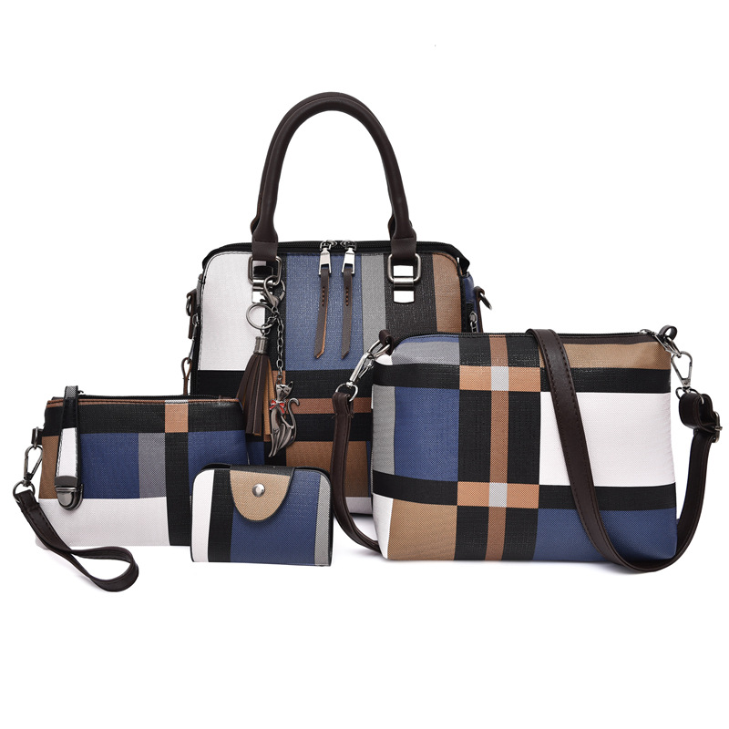 2022 primavera y verano nuevo bolso de mujer traje de cuatro piezas costura de moda contraste color bolso de hombro estilo coreano bolso crossbody