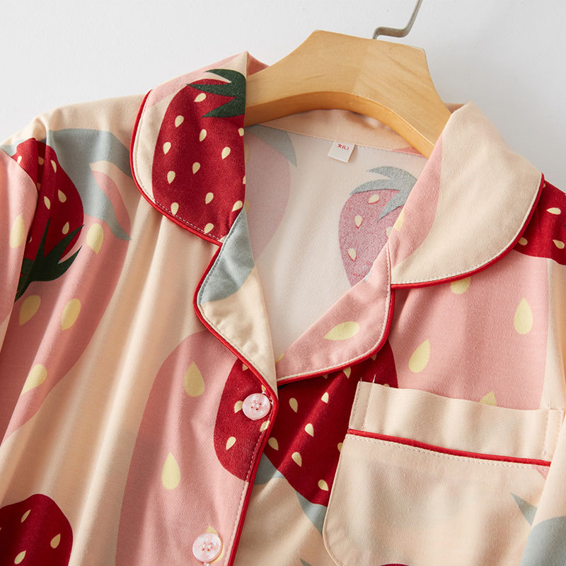 Pijamas de algodón 100% de doble cara para mujer Primavera y otoño de manga larga estudiante coreano invierno confinamiento ropa para el hogar traje