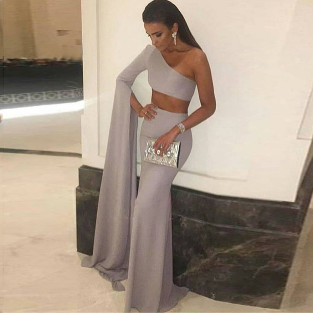 wholesale clothing vendors Nihaostyles one-shoulder sleeve cropped skirt set NSYSM67156