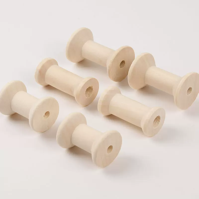 DIY手工饰品配件 木质绕线轴 原木色复古卷筒线轴木制品配件批发