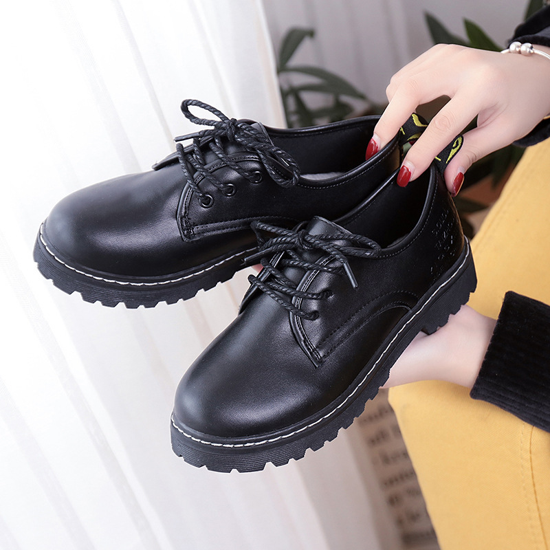 2023 Four seasons new British style retro student single shoes women's casual mid-heel comfortable foreign trade Harajuku small leather shoes