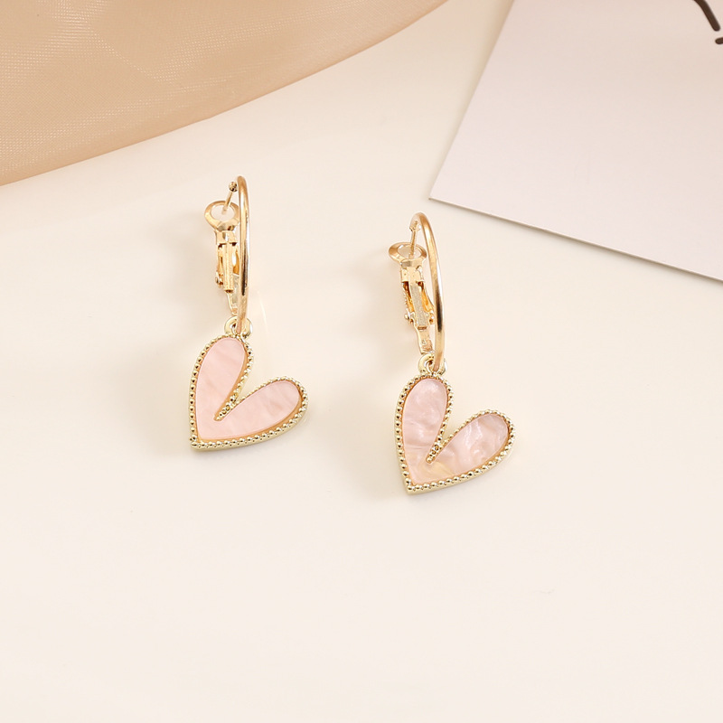 1 Pair Quantity 1 Pair Fashion Multicolor Heart Alloy Women'S Drop Earrings Earrings Ear Studs