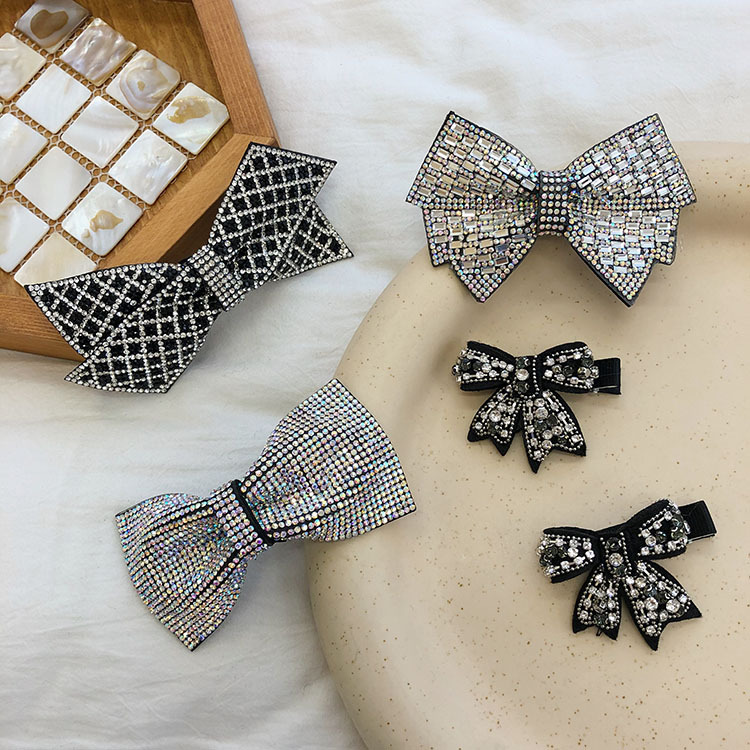 Korea Rhinestone Bow Hairpin Retro Hairpin Full Drill Duckbill Clip display picture 4