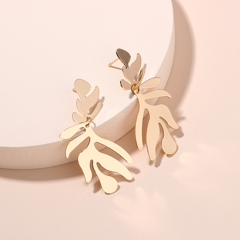 Earrings Classification New Irregular Number Leaf Earrings Exaggerated Earrings Wholesale Nihaojewelry