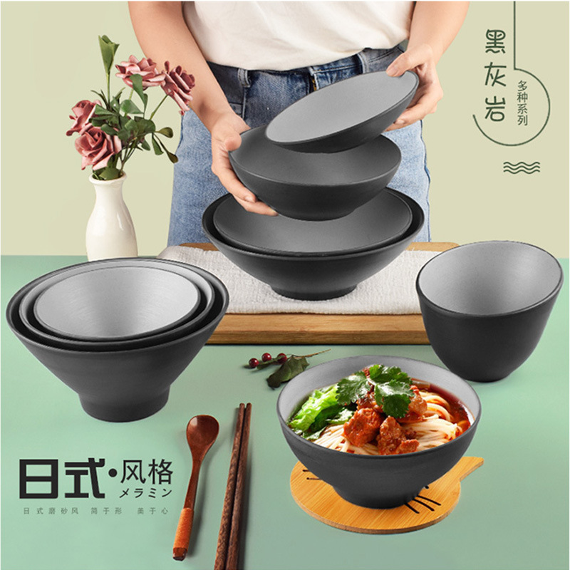 Two-color matte Japanese plastic tableware for commercial use