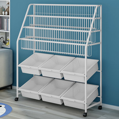 長92cm兒童書架玩具收納寶寶歸納架整理儲物架帶輪可移動置物架