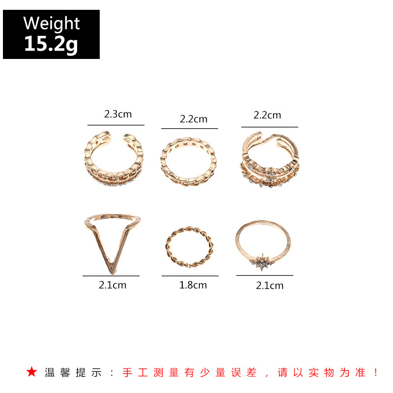 Wholesale Simple Versatile Opening Twist Diamond Star Geometric Ring display picture 1