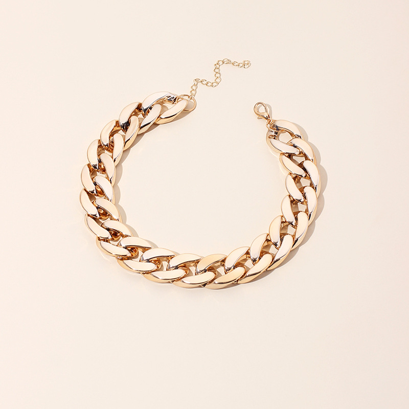 28g Weight Necklace Classification Wedding, Travel Occasion Unisex Gender Plating Design Simple Style Style White, Gold, Black Color Fashion Simple Thick Chain Women's Necklace Wild Style Hiphop Port Style Accessories Jewelry Nihaojewelry 3