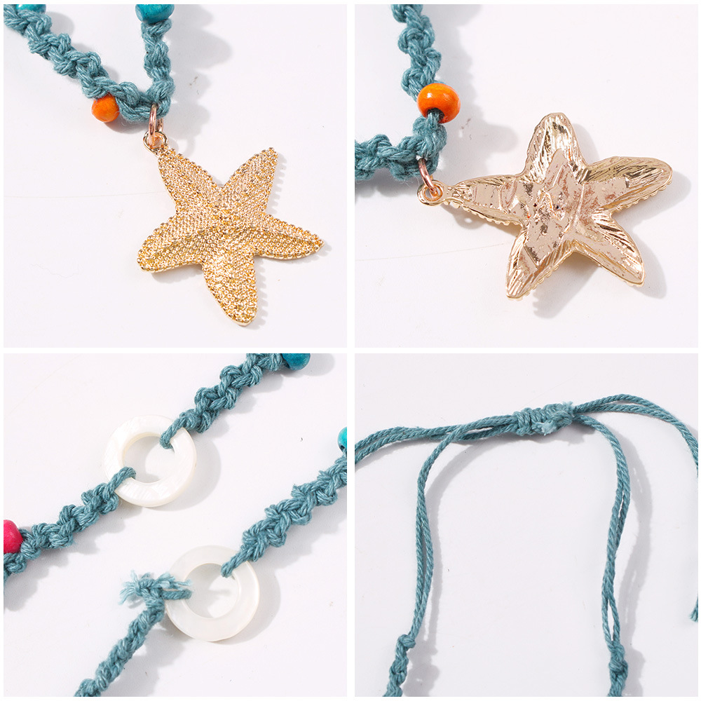 New Fashion Creative Hand-woven Bohemian Alloy Starfish Pendant Necklace Wholesale display picture 8