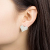 Long universal earrings heart-shaped heart shaped from pearl, simple and elegant design, diamond encrusted