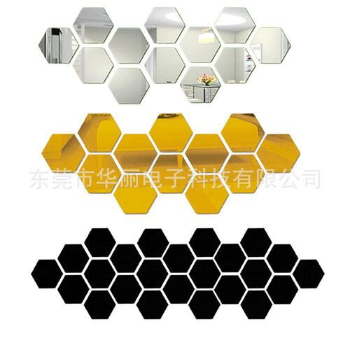 Export Trade Hexagonal Mirror Wall Self-Adhesive Sticker Mirror Wall Sticker Decoration Home Use Splicing Full Body Mirror Soft 