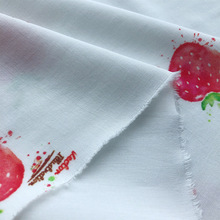 人造棉夏日草莓卡通数码印花布料 柔软儿童连衣裙diy手工衣服面料
