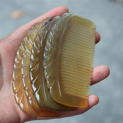 雕刻半圓氂牛角梳子 手工按摩牛角梳子包包梳 天然牛角梳