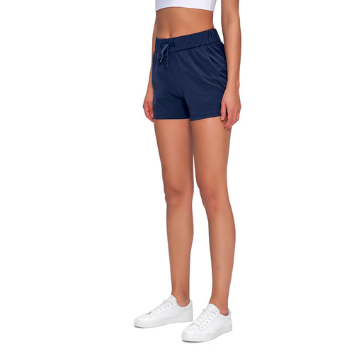 Double sided nylon YOGA SHORTS women high waist hip lifting training fitness drawstring sports pants