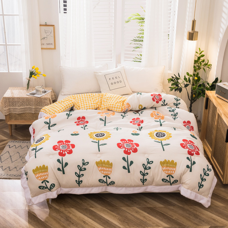 廠家直銷新款加厚活性磨毛被子 植物羊絨羽絲棉春秋禮品冬被批發