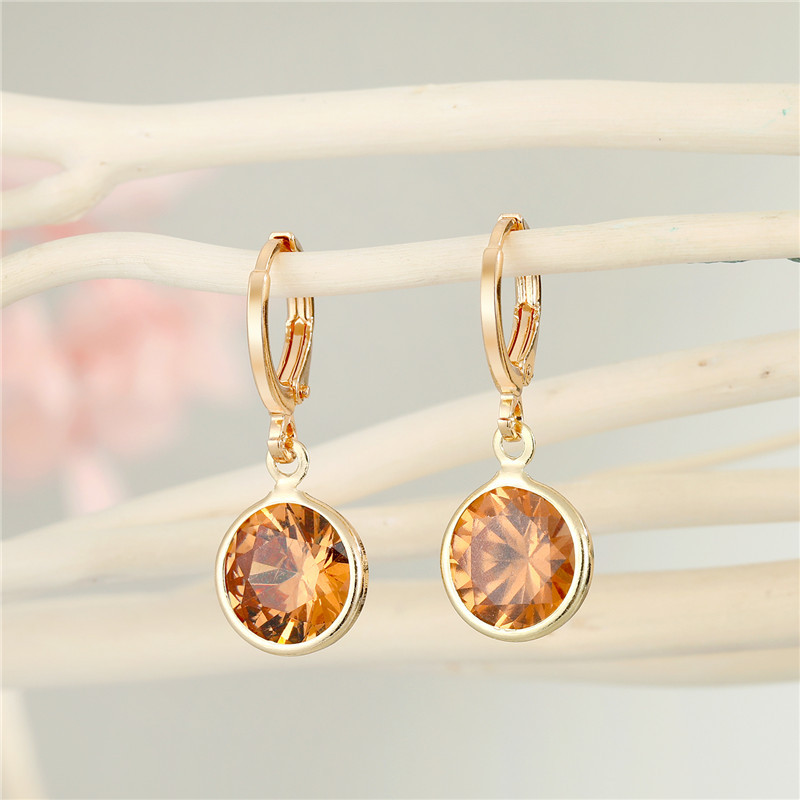 Simple Candy Color Round Crystal Zircon Earrings display picture 4