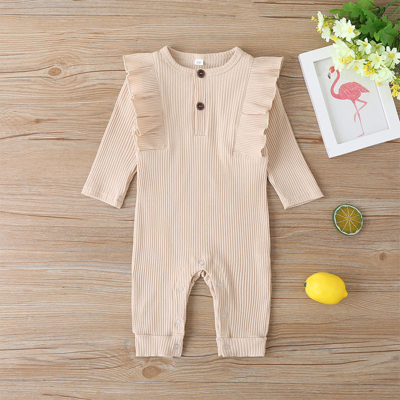 New  Long-sleeved Baby One-piece Solid Color Fashion Newborn Women's Romper Clothes Wholesale display picture 6