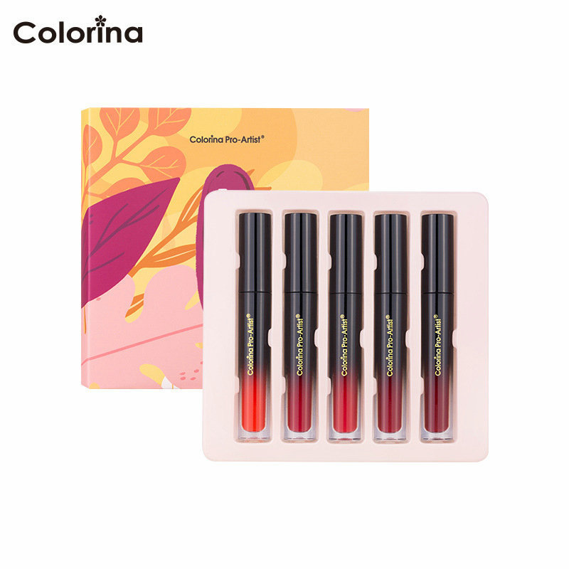 Colorina啞光霧面唇釉5支盒裝唇彩 宮廷風複古霧面滋潤套裝口紅