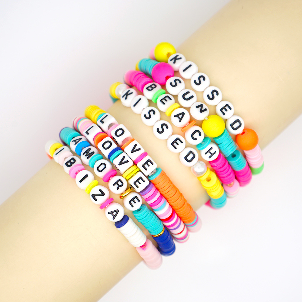 Fashion Trendy  Vacation Beach Style Color Soft Ceramic Letters Bracelet Female Jewelry Nihaojewelry Wholesale display picture 19