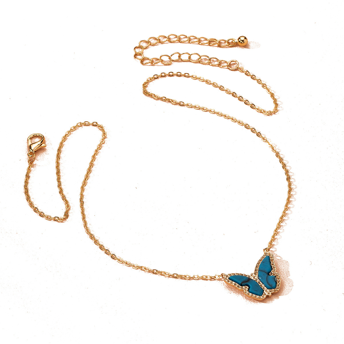 New Gradient Butterfly Forest Blue Small Fresh Clavicle Chain Butterfly Alloy Necklace For Women Wholesale display picture 5