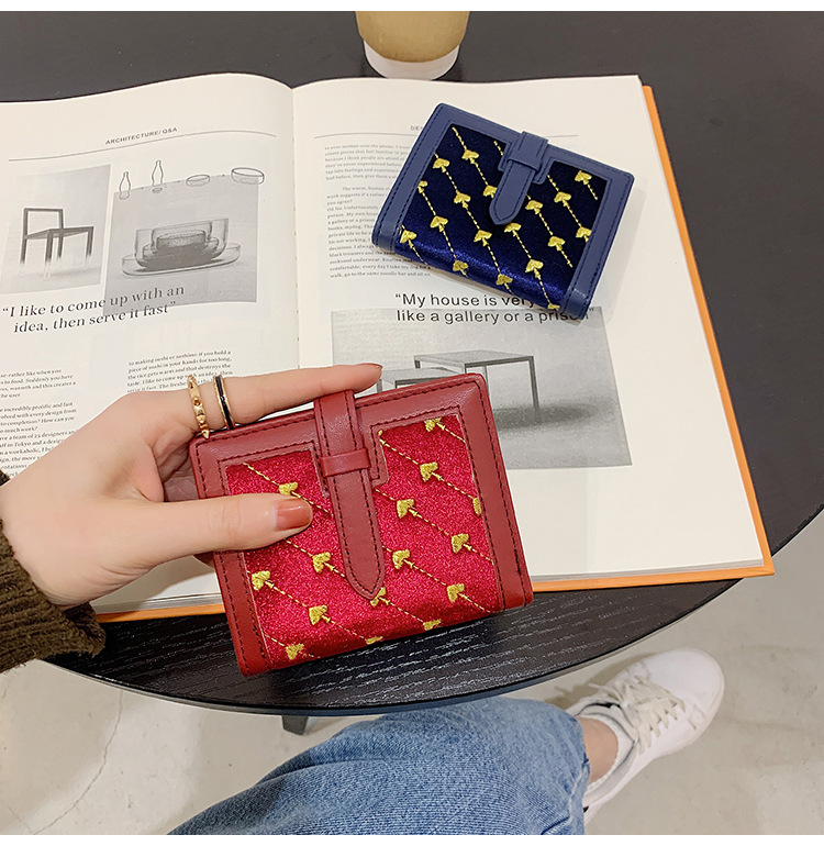 70% Off Short Style Wallet 2020 New Embroidered Student Wallet Short Folding Ladies Multifunctional Card Holder Wholesale display picture 36