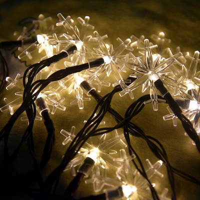 太阳能雪花灯串 户外防水花园庭院阳台装饰灯串多晶硅太阳能灯串|ms