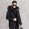 winter new pattern Overcome man leisure time Silver fox Fur collar Hooded zipper leather and fur mink keep warm coat Mid length version