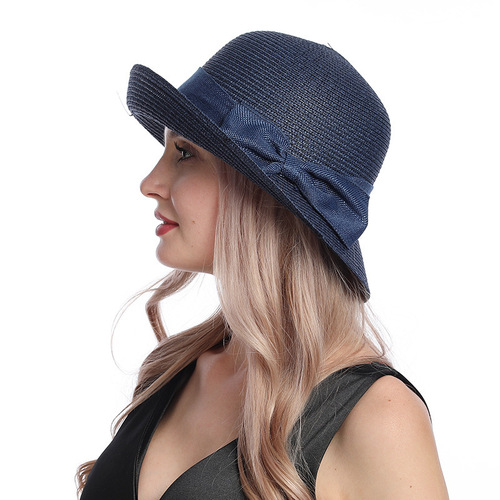 Summer Fashion Grass Hat for Women, Simple Wavy Edge Bowler Hat, Versatile Fisherman Hat, Sunshade and Sun Protection Hat for Girls and Boys