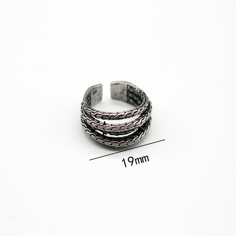 European Cross-border Sold Jewelry Retro Personality And Minimalism Atmospheric Multi-layer Rattan Open Ring Men's Ring display picture 1