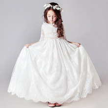 女童礼服2024春季新款白色女孩甜美儿童演出服长款公主裙一件代发