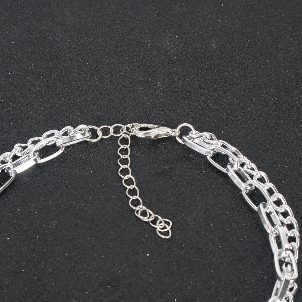 Simple Alloy Double Ring Interlocking Pendant Multi-layer Clavicle Chain Necklace display picture 4