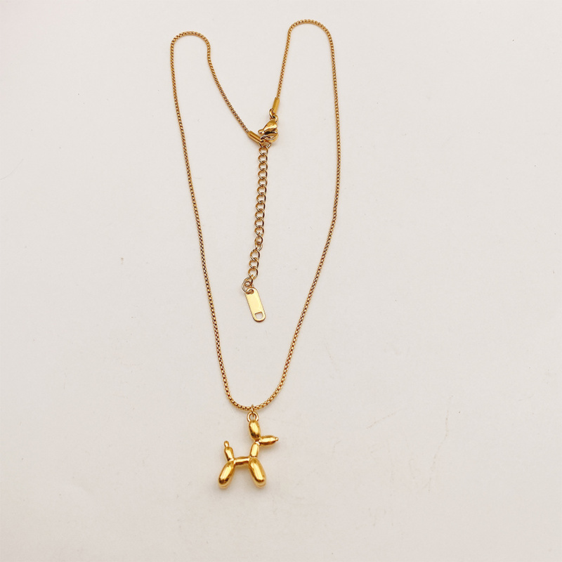 Kinder-Spaß-Ballon-kleiner Hund-Design-Titan-Stahl-Halskette, kleines dreidimensionales Mädchen-Schlüsselbein-Ketten-Accessoire-Anhänger_voghion.com